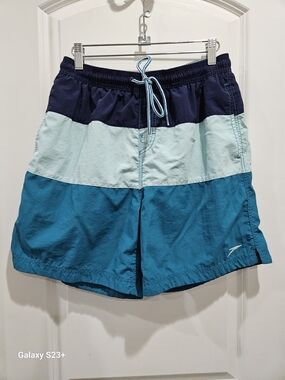 Speedo Men’s Colorblock Swim Trunks - Navy, Light Blue & Teal